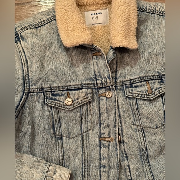 Old navy denim jacket Sherpa collar size Large EUC - Picture 2 of 5